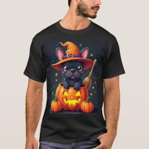 Französische Bulldogge Hexe Kürbis Halloween Männe T-Shirt