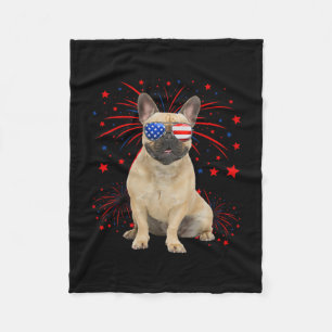 Französische Bulldogge Hund Amerikanische Flagge 4 Fleecedecke