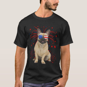 Französische Bulldogge Hund Amerikanische Flagge 4 T-Shirt