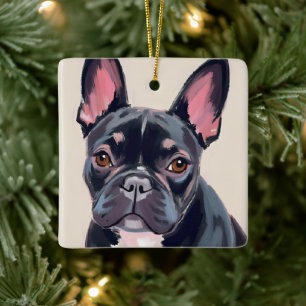 Französische Bulldogge Hund Aquarell Haustiermaler Keramikornament