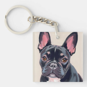 Französische Bulldogge Hund Aquarell Haustiermaler Schlüsselanhänger