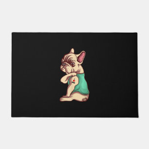 Französische Bulldogge Hund ich liebe Mama Tattoo  Fußmatte