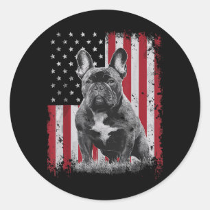 Französische Bulldogge Hund Papa Mama Amerika 4. J Runder Aufkleber