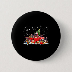 Französische Bulldogge Hund roter LKW Weihnachtsba Button