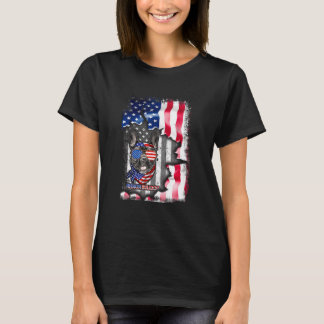 Französische Bulldogge Hund Spaß Amerikanische Fla T-Shirt