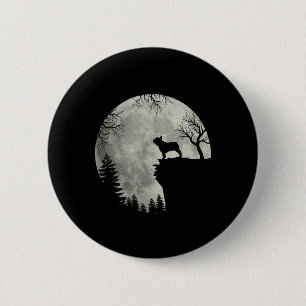 Französische Bulldogge Hund und Mond-Shirt Hallowe Button