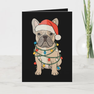 Französische Bulldogge Hund Weihnachtsmann Hut Fro Karte