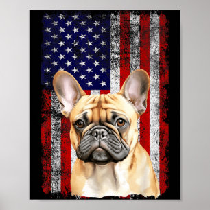 Französische Bulldogge Hundeliebhaber Flagge 4. Ju Poster