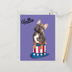 Französische Bulldogge Hut French Bulldog  Postkarte