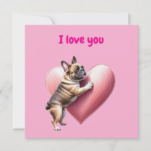 Französische Bulldogge i love Valentinstag  Feiertagskarte