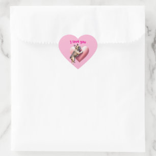 Französische Bulldogge i love Valentinstag  Herz-Aufkleber