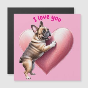 Französische Bulldogge i love Valentinstag  Magnetkarte