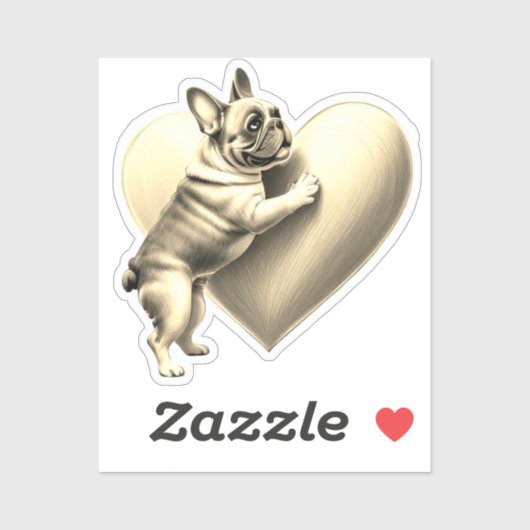 Französische Bulldogge I love you Aufkleber (Blatt)