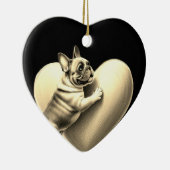 Französische Bulldogge I love you Keramik Ornament (Rechts)