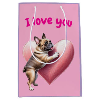 Französische Bulldogge I love you Mittlere Geschenktüte