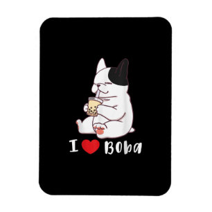 Französische Bulldogge ich liebe Boba Bubble Milk  Magnet