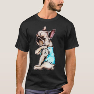 Französische Bulldogge Ich liebe Mama Tätowierte H T-Shirt