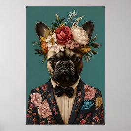 Französische Bulldogge im Anzug Poster, Französisc Poster