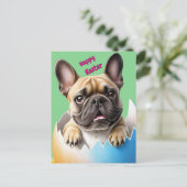 Französische Bulldogge im Ei Frohe Ostern Postkarte (Stehend Vorderseite)