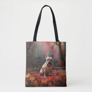 Französische Bulldogge im Herbstlaubfall inspirier Tasche