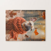 Französische Bulldogge im Herbstwald Puzzle (Horizontal)