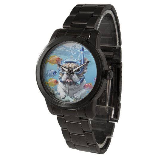 Französische Bulldogge im Meer Armbanduhr (Schrägansicht)
