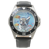 Französische Bulldogge im Meer Armbanduhr (Vorderseite)