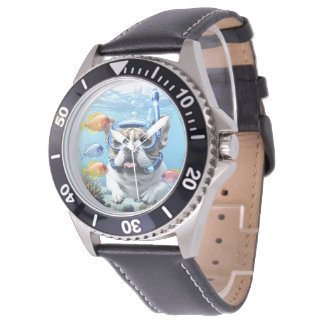 Französische Bulldogge im Meer Armbanduhr