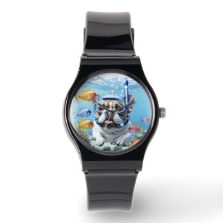 Französische Bulldogge im Meer Armbanduhr
