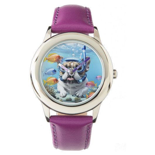 Französische Bulldogge im Meer Armbanduhr (Vorderseite)