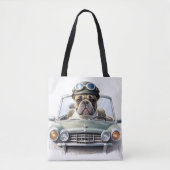 Französische Bulldogge im Oldtimer Vatertag Tasche (Vorderseite)