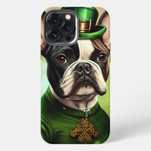 Französische Bulldogge im St. Patrick's Day Kleid iPhone 13 Pro Max Hülle