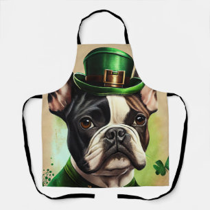Französische Bulldogge im St. Patrick's Day Kleid Schürze