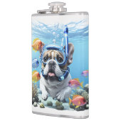 Französische Bulldogge im Urlaub French Bulldog Flachmann (Links)