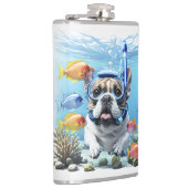 Französische Bulldogge im Urlaub French Bulldog Flachmann (Rechts)