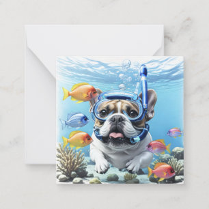 Französische Bulldogge im Urlaub French Bulldog Mitteilungskarte