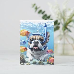 Französische Bulldogge im Urlaub French Bulldog Postkarte