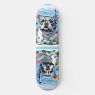 Französische Bulldogge im Urlaub French Bulldog Skateboard