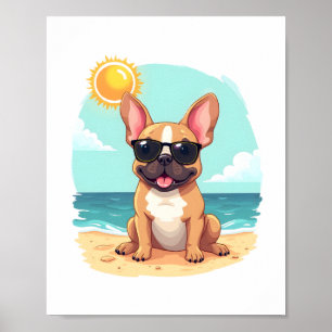Französische Bulldogge im Urlaub Poster
