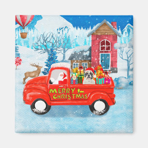 Französische Bulldogge im Weihnachtslieferwagen Sc Magnet