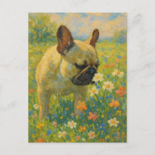 Französische Bulldogge Impressionist Weihnachtskar Feiertagspostkarte