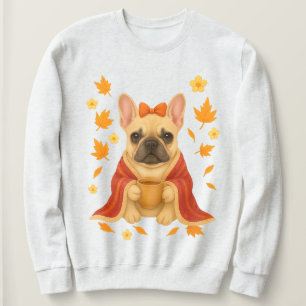 Französische Bulldogge in Decke   Trinkt Kaffee Co Sweatshirt
