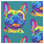 Französische Bulldogge in den Farben Stoff (Nahaufnahme)