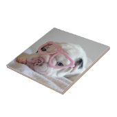 Französische Bulldogge in den Herz-Gläsern Fliese (Seite)