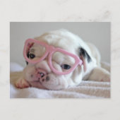 Französische Bulldogge in den Herz-Gläsern Postkarte (Vorderseite)