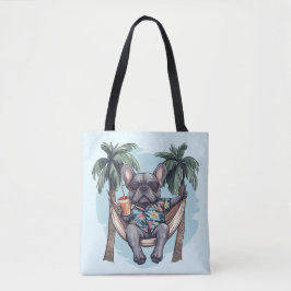 Französische Bulldogge in hawaiianischem Oberteil Tasche
