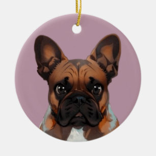 Französische Bulldogge in Neon Keramik Ornament