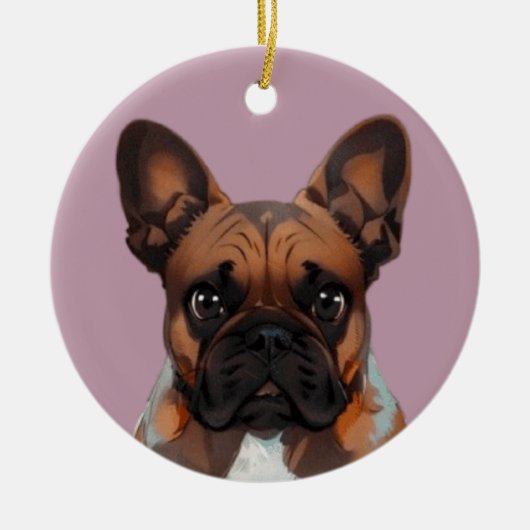 Französische Bulldogge in Neon Keramik Ornament (Vorne)