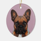 Französische Bulldogge in Neon Keramik Ornament (Links)