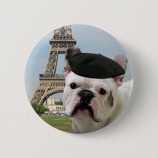 Französische Bulldogge in Paris-Knopf Button (Vorderseite)
